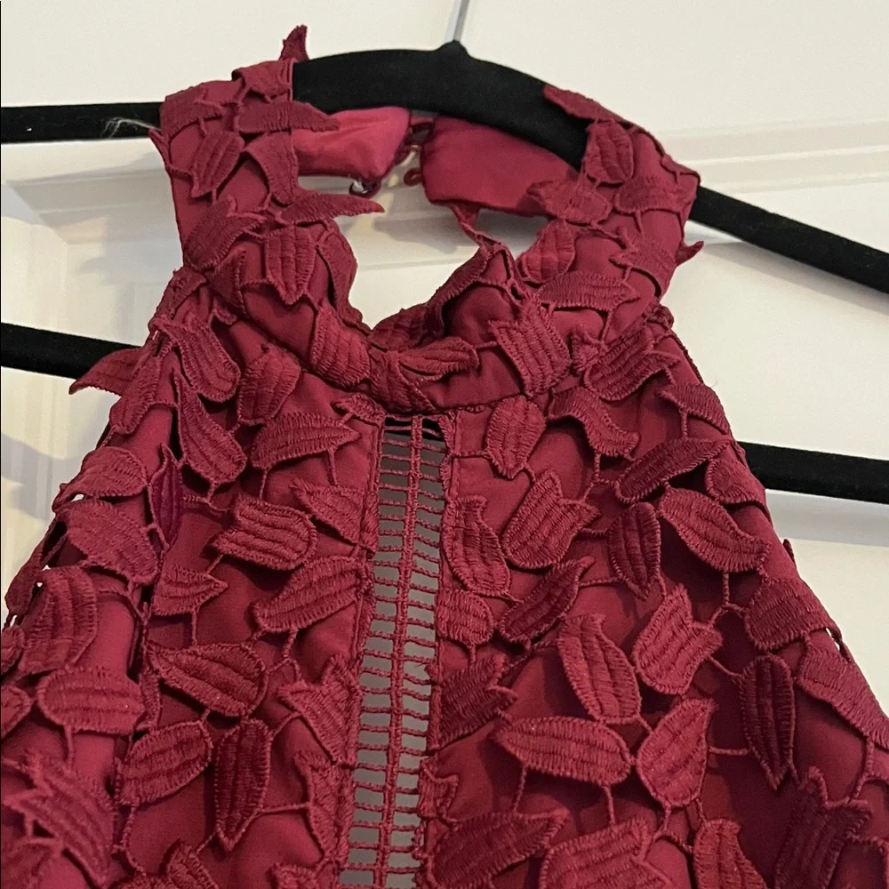 Bardot Elegant Backless Wine Lace Dress 8